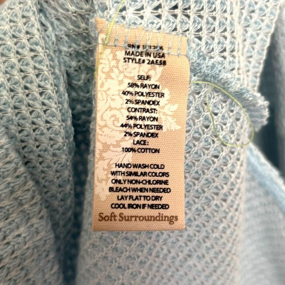 Soft Surroundings Lightweight Knit Sweater Size Small Very Light Blue Spring - Picture 5 of 5